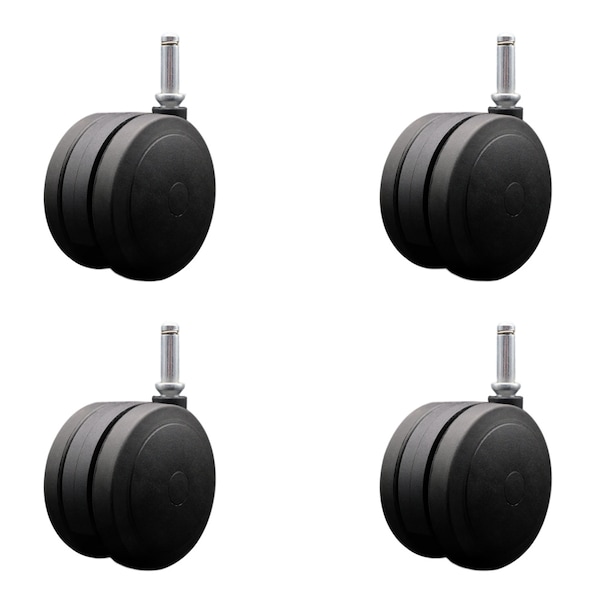 Service Caster 4'' Black Heavy Duty Floor Safe Twin Wheel Caster 7/16 Grip Ring Stem, 4PK SCC-GR02S100-TPR-BLK-716176-4 - main